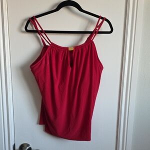 Aqua Green Vibrant Red Double-Strap Camisole